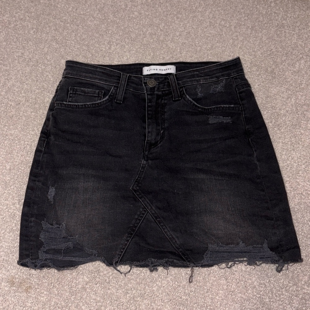 Black denim skirt